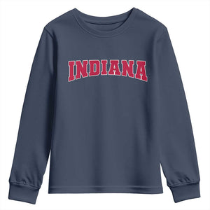 Retro Indiana Youth Sweatshirt Vintage Athletic Sports Style 80s 90s Red Design TS10 Navy Print Your Wear
