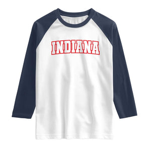 Indiana Fan Raglan Shirt Vintage Athletic Sports Game Day TS10 White Navy Print Your Wear