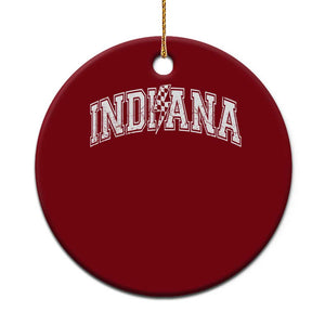 Indiana Fan Ceramic Ornament Vintage City Game Day Lightning Bolt Checkered Varsity TS10 1pc Red Print Your Wear