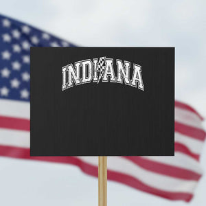 Indiana Fan Protest Sign Vintage City Game Day Lightning Bolt Checkered Varsity TS10 Horizontal 18" × 24" Black Print Your Wear