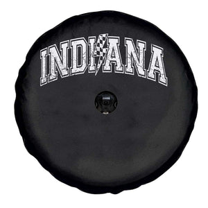 Indiana Fan Spare Tire Cover Vintage City Game Day Lightning Bolt Checkered Varsity TS10 Print Your Wear