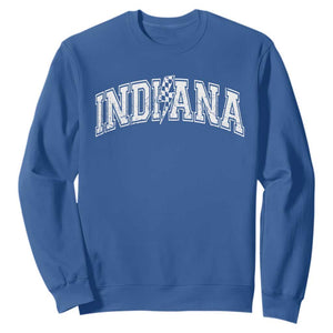 Indiana Fan Sweatshirt Vintage City Game Day Lightning Bolt Checkered Varsity - Print Your Wear