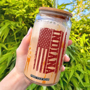 Vintage Indiana Glass Can Classic Retro City USA Flag Game Day TS10 Black Print Your Wear