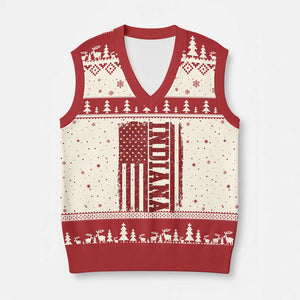 Vintage Indiana V-Neck Knit Sweater Vest Classic Retro City USA Flag Game Day TS10 Beige Red Print Your Wear