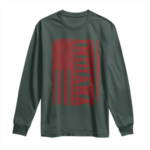 Vintage Indiana Long Sleeve Shirt Classic Retro City USA Flag Game Day TS10 Dark Forest Green Print Your Wear
