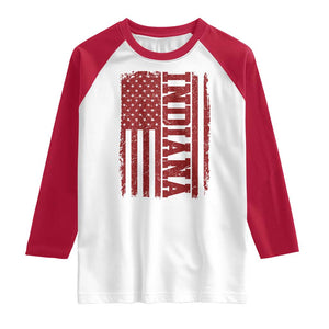 Vintage Indiana Raglan Shirt Classic Retro City USA Flag Game Day TS10 White Red Print Your Wear