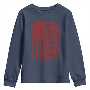 Vintage Indiana Youth Sweatshirt Classic Retro City USA Flag Game Day TS10 Navy Print Your Wear