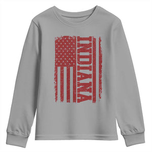 Vintage Indiana Youth Sweatshirt Classic Retro City USA Flag Game Day TS10 Sport Gray Print Your Wear