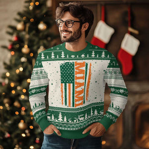 Vintage Miami Ugly Christmas Sweater Classic Retro City USA Flag Game Day TS10 Beige Green Print Your Wear