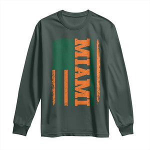 Vintage Miami Long Sleeve Shirt Classic Retro City USA Flag Game Day TS10 Dark Forest Green Print Your Wear