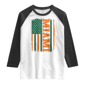 Vintage Miami Raglan Shirt Classic Retro City USA Flag Game Day TS10 White Black Print Your Wear
