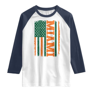 Vintage Miami Raglan Shirt Classic Retro City USA Flag Game Day TS10 White Navy Print Your Wear