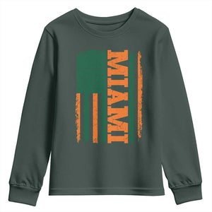 Vintage Miami Youth Sweatshirt Classic Retro City USA Flag Game Day TS10 Dark Forest Green Print Your Wear
