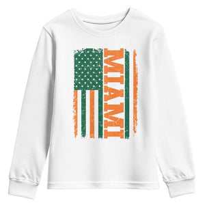 Vintage Miami Youth Sweatshirt Classic Retro City USA Flag Game Day TS10 White Print Your Wear