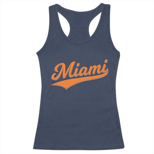 Vintage Miami Racerback Tank Top Florida FL Varsity Script Retro Vintage Athletic Sports TS10 Navy Print Your Wear