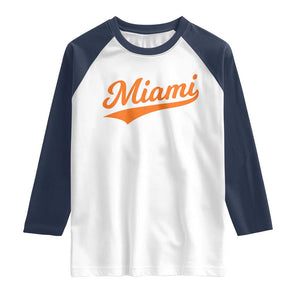 Vintage Miami Raglan Shirt Florida FL Varsity Script Retro Vintage Athletic Sports TS10 White Navy Print Your Wear