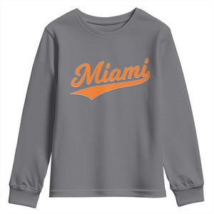 Vintage Miami Youth Sweatshirt Florida FL Varsity Script Retro Vintage Athletic Sports TS10 Charcoal Print Your Wear
