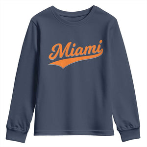 Vintage Miami Youth Sweatshirt Florida FL Varsity Script Retro Vintage Athletic Sports TS10 Navy Print Your Wear