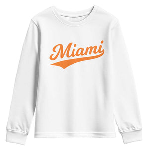 Vintage Miami Youth Sweatshirt Florida FL Varsity Script Retro Vintage Athletic Sports TS10 White Print Your Wear