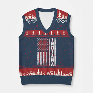Indiana Fan V-Neck Knit Sweater Vest Classic Retro City USA Flag Patriotic American TS10 Navy Red Print Your Wear