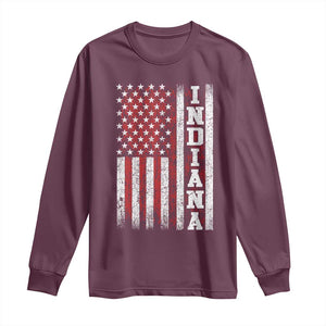 Indiana Fan Long Sleeve Shirt Classic Retro City USA Flag Patriotic American TS10 Maroon Print Your Wear