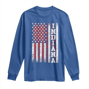Indiana Fan Long Sleeve Shirt Classic Retro City USA Flag Patriotic American TS10 Royal Blue Print Your Wear