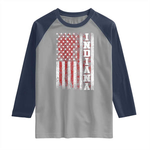 Indiana Fan Raglan Shirt Classic Retro City USA Flag Patriotic American TS10 Sport Gray Navy Print Your Wear
