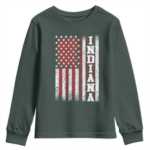 Indiana Fan Youth Sweatshirt Classic Retro City USA Flag Patriotic American TS10 Dark Forest Green Print Your Wear