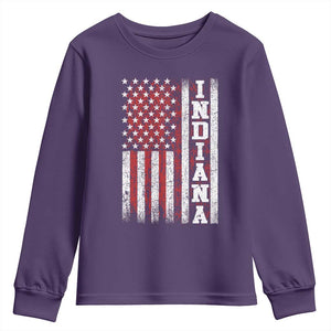 Indiana Fan Youth Sweatshirt Classic Retro City USA Flag Patriotic American TS10 Purple Print Your Wear