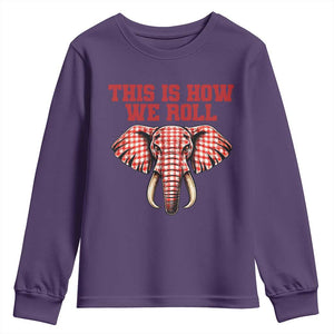 Alabama Fan Youth Sweatshirt This Is How We Roll Elephant Bama Mascot Game Day TS10 Purple Print Your Wear
