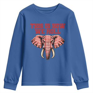 Alabama Fan Youth Sweatshirt This Is How We Roll Elephant Bama Mascot Game Day TS10 Royal Blue Print Your Wear