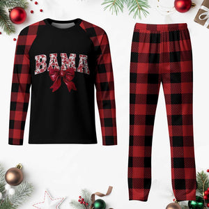 Vintage Bama Coquette Bow Plaid Pajama Set Retro Varsity Alabama Football Lover AL State TS10 Buffalo Plaid Print Your Wear