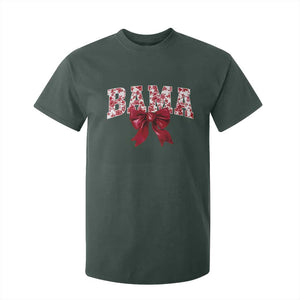 Vintage Bama Coquette Bow T Shirt For Kid Retro Varsity Alabama Football Lover AL State TS10 Dark Forest Green Print Your Wear
