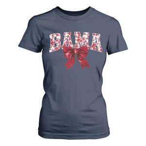 Vintage Bama Coquette Bow T Shirt For Women Retro Varsity Alabama Football Lover AL State TS10 Navy Print Your Wear