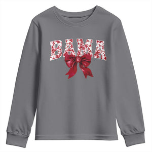 Vintage Bama Coquette Bow Youth Sweatshirt Retro Varsity Alabama Football Lover AL State TS10 Charcoal Print Your Wear