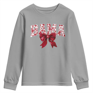Vintage Bama Coquette Bow Youth Sweatshirt Retro Varsity Alabama Football Lover AL State TS10 Sport Gray Print Your Wear