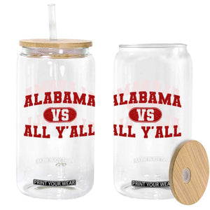 Alabama Fan Glass Can Vintage Sports Design Red Design Game Day TS10 Print Your Wear