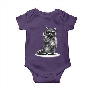 Raccoon Meme Baby Onesie Middle Finger Trash Panda Sarcastic Humor TS10 Purple Print Your Wear