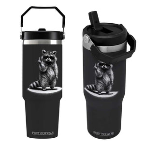 Raccoon Meme Flip Straw Tumbler Middle Finger Trash Panda Sarcastic Humor TS10 One Size: 30 oz Black Print Your Wear
