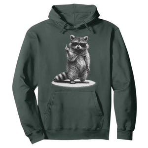Raccoon Meme Hoodie Middle Finger Trash Panda Sarcastic Humor TS10 Dark Forest Green Print Your Wear