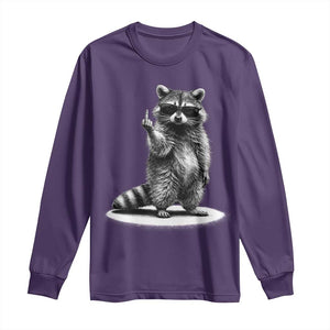 Raccoon Meme Long Sleeve Shirt Middle Finger Trash Panda Sarcastic Humor TS10 Purple Print Your Wear