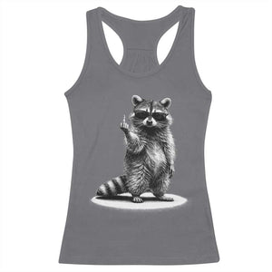 Raccoon Meme Racerback Tank Top Middle Finger Trash Panda Sarcastic Humor TS10 Charcoal Print Your Wear