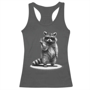Raccoon Meme Racerback Tank Top Middle Finger Trash Panda Sarcastic Humor TS10 Dark Heather Print Your Wear
