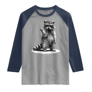 Raccoon Meme Raglan Shirt Middle Finger Trash Panda Sarcastic Humor TS10 Sport Gray Navy Print Your Wear