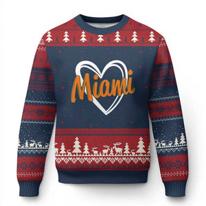 Vintage Miami Ugly Christmas Sweater Classic Retro City Heart TS10 Navy Red Print Your Wear