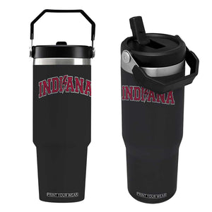 Indiana Flip Straw Tumbler Vintage Retro Varsity City Lightning Bolt Checkered TS10 One Size: 30 oz Black Print Your Wear