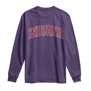 Indiana Long Sleeve Shirt Vintage Retro Varsity City Lightning Bolt Checkered TS10 Purple Print Your Wear