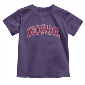 Indiana Toddler T Shirt Vintage Retro Varsity City Lightning Bolt Checkered TS10 Purple Print Your Wear