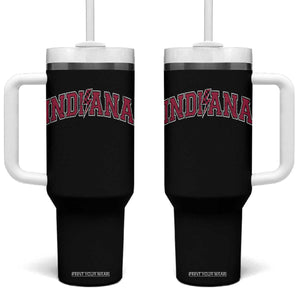 Indiana Tumbler With Handle Vintage Retro Varsity City Lightning Bolt Checkered TS10 One Size: 40 oz Black Print Your Wear