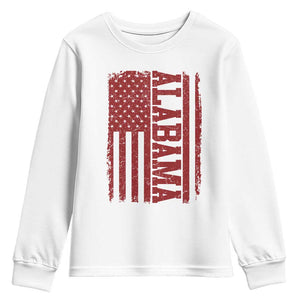Vintage Alabama Fan Youth Sweatshirt Classic Retro City USA Flag Game Day TS10 White Print Your Wear